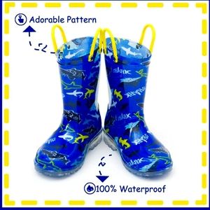 Outee Toddler Kids Adorable Lightwight Waterproof Rain Boots Light Up by Steps